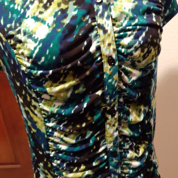 CATO Black, Turquoise, Green Women's Top Blouse Shirt - Size Large - Picture 5 of 5